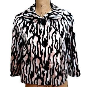 Vertigo Paris Cropped Jacket Bold Black White Pink Print XS